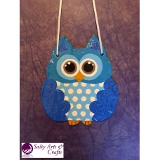 Owl Decor - Owl Wall Hanging - Owl Wall Decor - Blue Owl Decor - Blue Owl Nursery Decor - Polka Dot Owl - Wall Hanging - Salt Dough Hanger